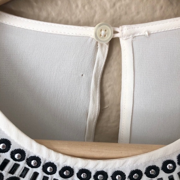 KATE SPADE Sequin Tassel Silk Top In Cream - Picture 4 of 7